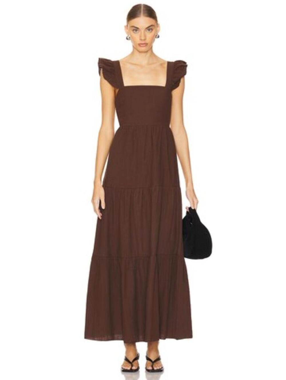 SNDYS x REVOLVE Peaches Linen Dress in Chocolate